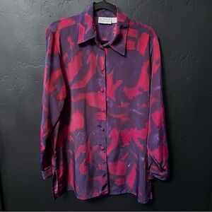 Liz Baker essential women long sleeve Blouse Size: XL Color: red /purple